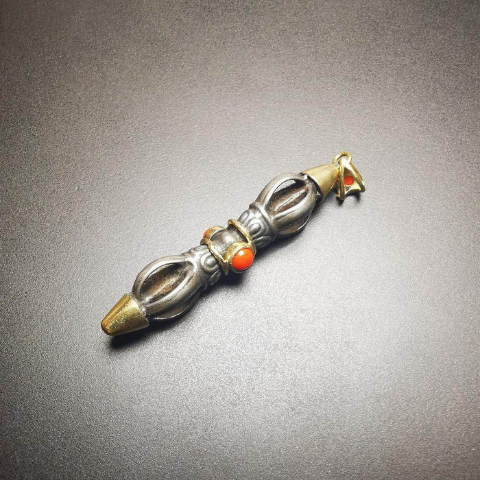 Gandhanra Tibetan Buddhist Amulet,Vajra Pendant, Made of Cold Iron,Inlaid with A - Tibetan Buddhist amulet, size reference