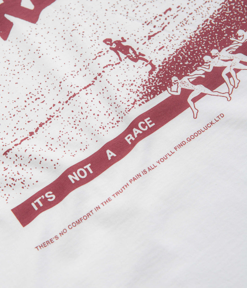 Garden Not A Race T-Shirt in White and Maroon