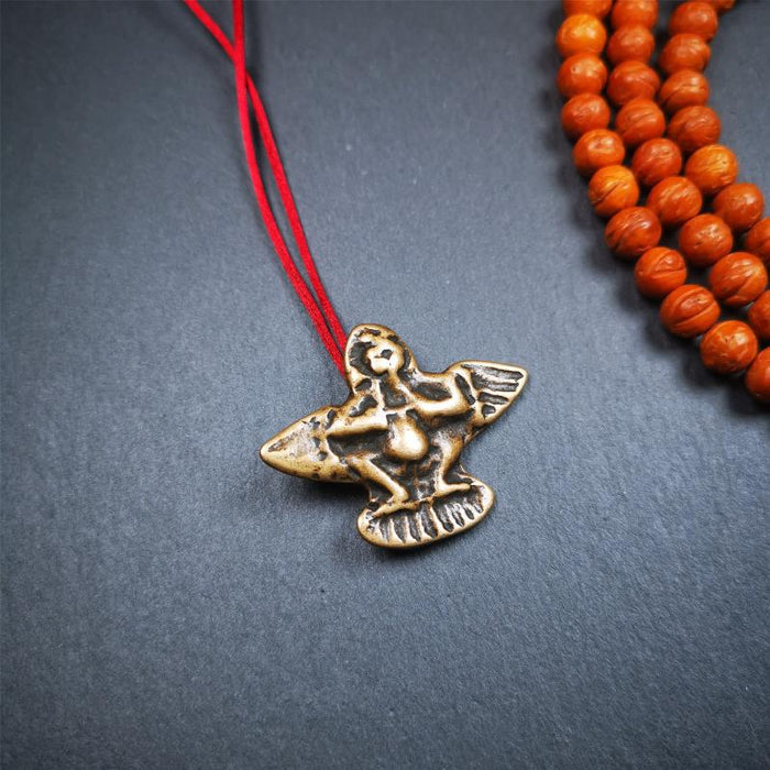 Garuda Amulet - 1.65" - Tibetan Buddhist amulet, close-up detail