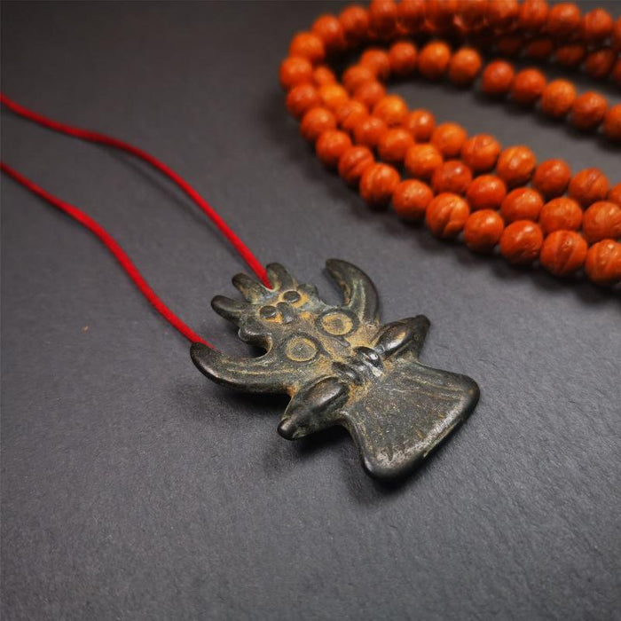 Garuda Amulet - 1.8" - Tibetan Buddhist amulet, close-up detail