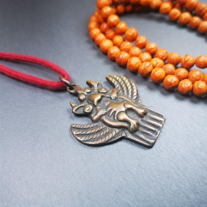 Garuda Amulet - 2.1" - Tibetan Buddhist amulet, close-up detail