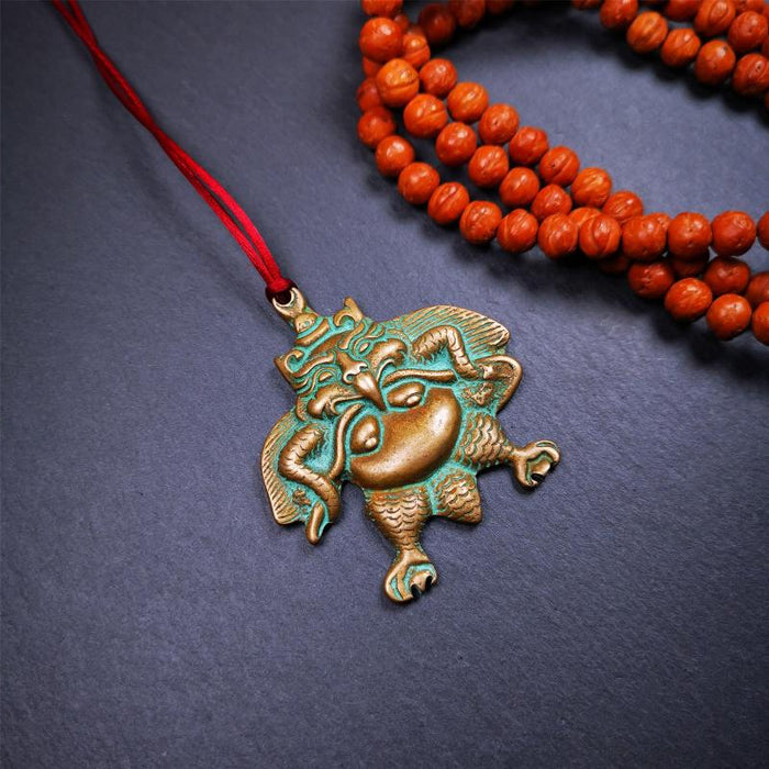 Garuda Amulet - 2.28" - Tibetan Buddhist amulet, front view