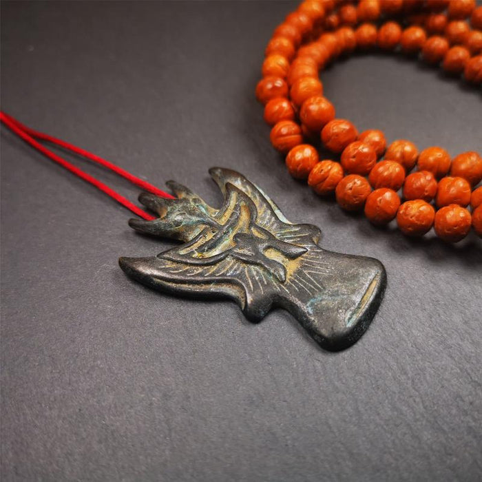Garuda Amulet - 2.28" - Tibetan Buddhist amulet, close-up detail