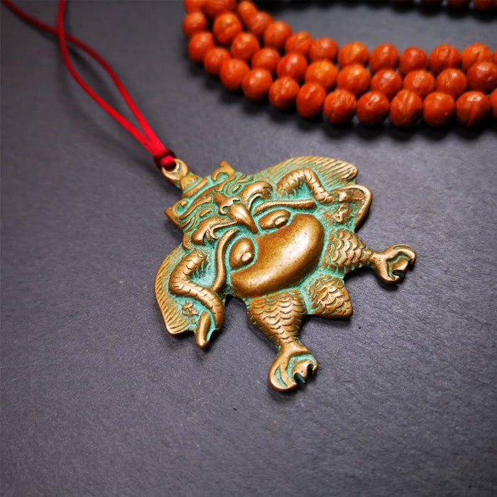 Garuda Amulet - 2.28" - Tibetan Buddhist amulet, close-up detail