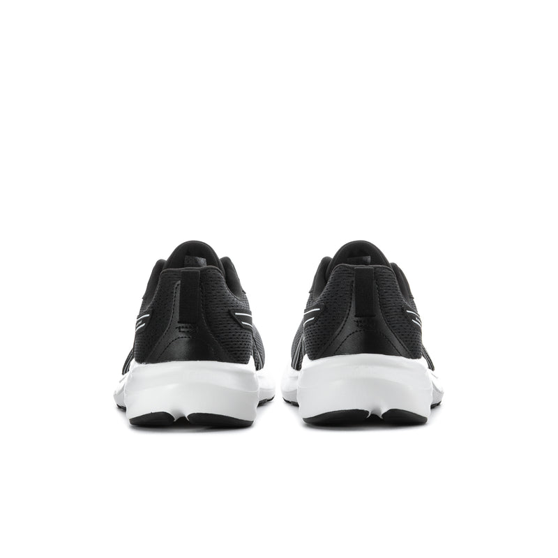 Men's extra-wide running shoes, black heel with white midsole and rear pull tab.