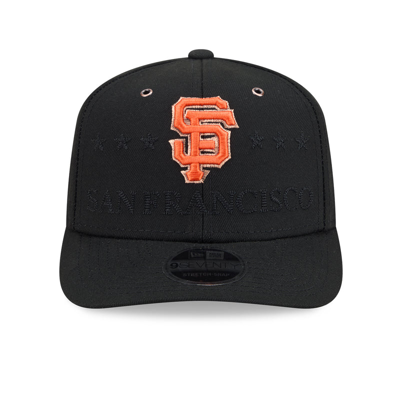Black baseball cap with orange Giants logo on front panel.