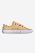 Gillette Khaki Linen skate shoe with khaki upper and white sole shown in side profile