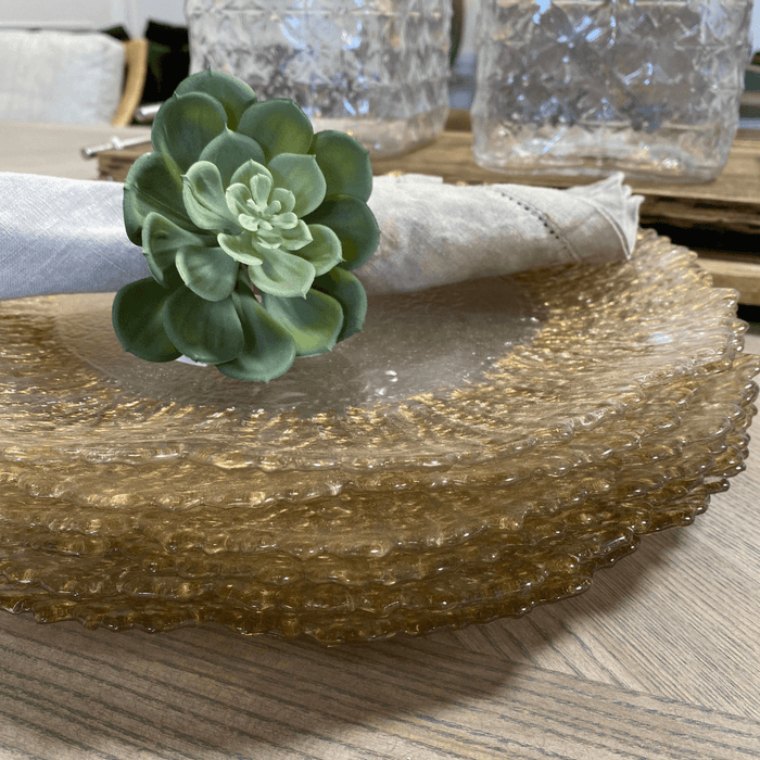 Gold Trim Glass Charger Podfurniture