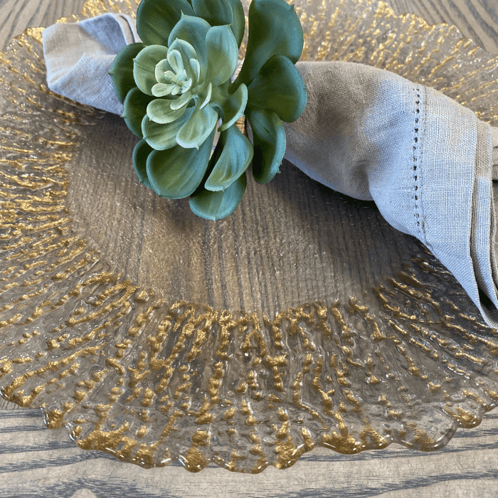 Gold Trim Glass Charger Podfurniture