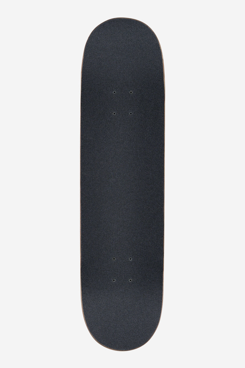 Close up of the dark grip tape on the Goodstock Firecracker deck showing screw pattern