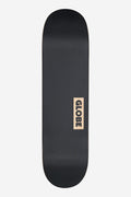 Goodstock 8.375 inch Black skateboard deck with a vertical wood logo panel bearing Globe branding