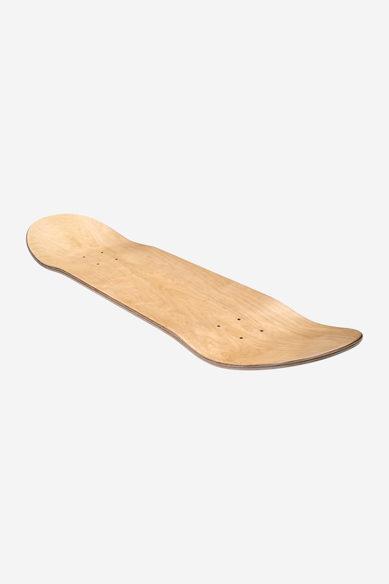 Natural maple Goodstock 8.375 inch deck laid flat with truck mounting holes