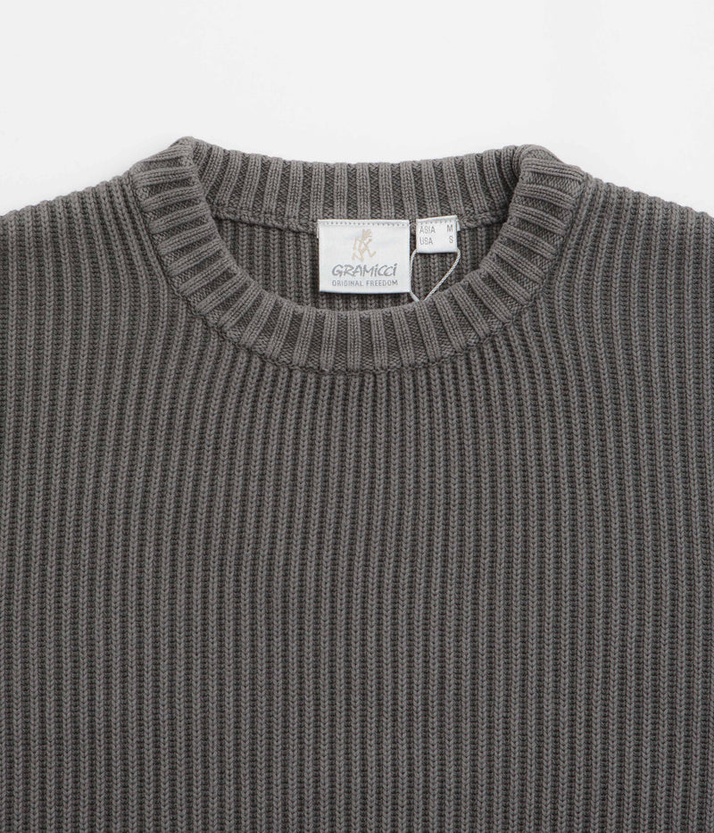 Gramicci Cotton Knit Crewneck Sweatshirt in Grey