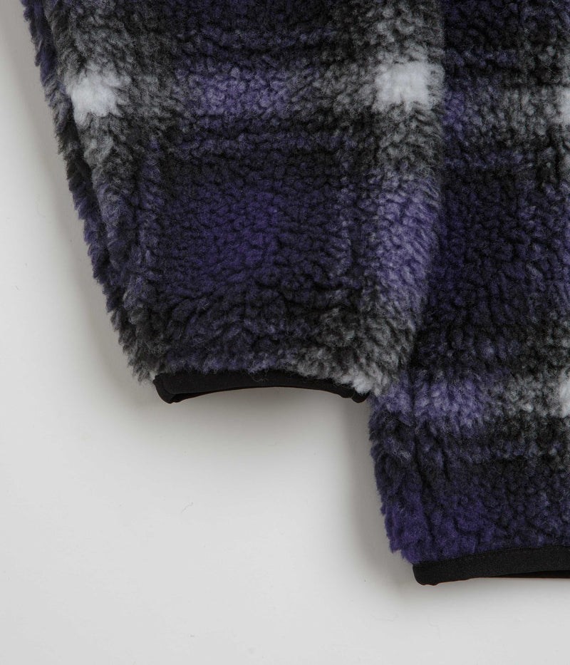 Gramicci Shadow Plaid Sherpa Jacket in Purple Shadow Plaid