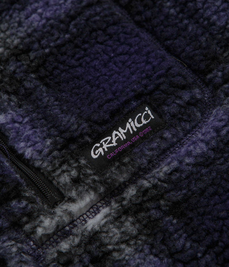Gramicci Shadow Plaid Sherpa Jacket in Purple Shadow Plaid