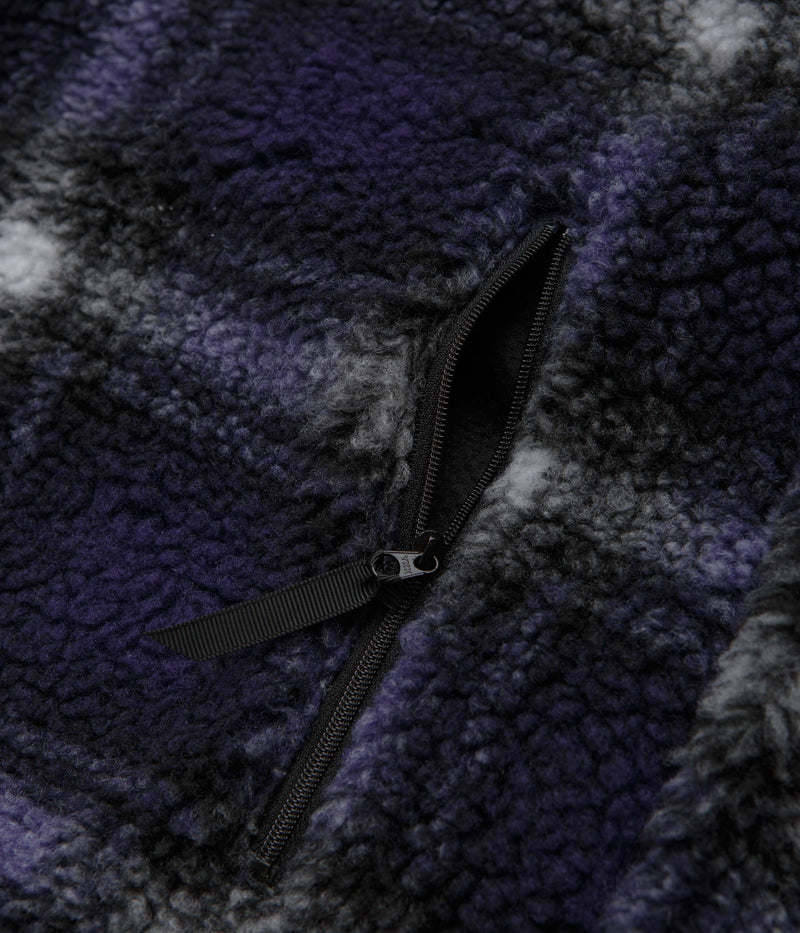 Gramicci Shadow Plaid Sherpa Jacket in Purple Shadow Plaid