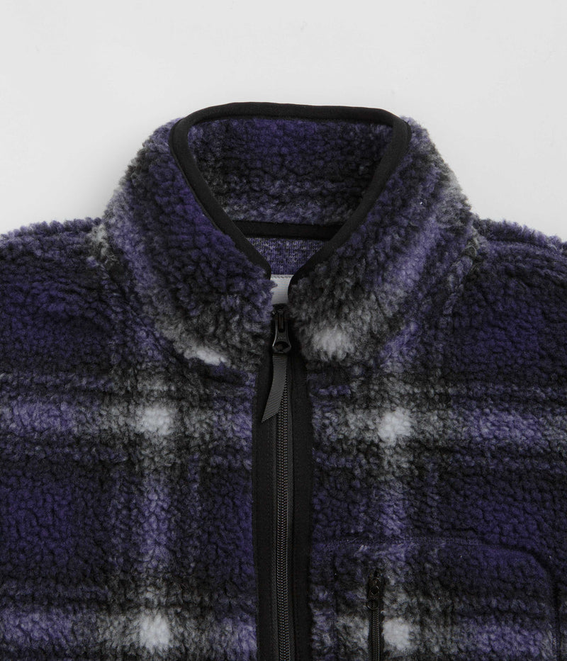 Gramicci Shadow Plaid Sherpa Jacket in Purple Shadow Plaid