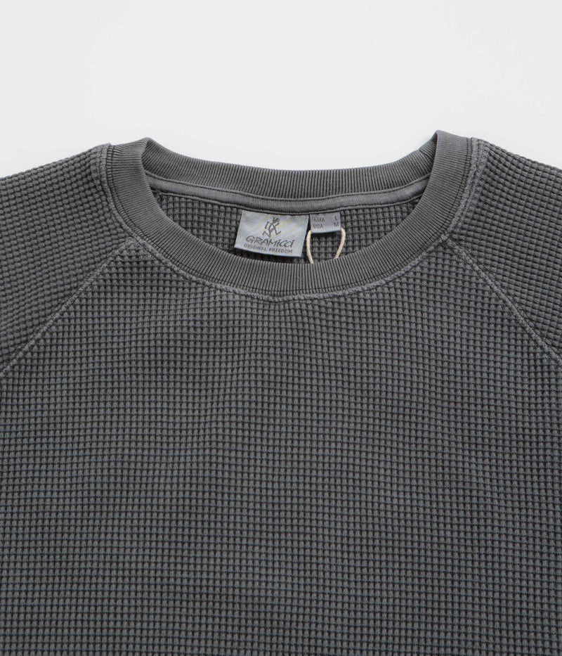Gramicci Waffle Crewneck Sweatshirt in Pigment Black