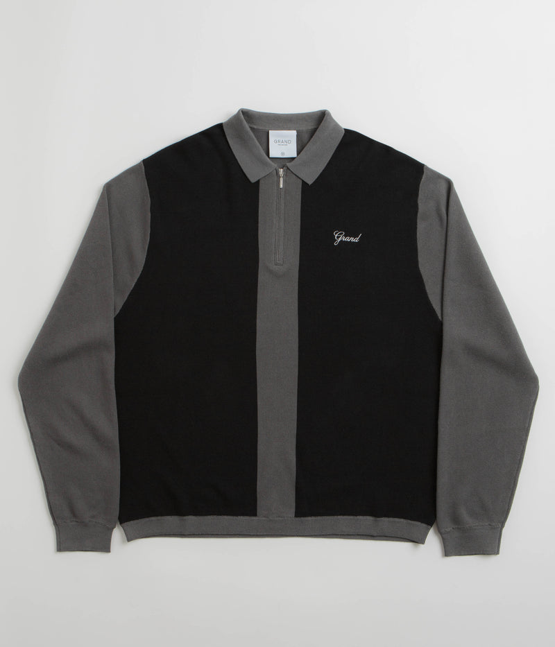 Grand Collection Knit 1/4 Zip Sweatshirt in Grey and Black