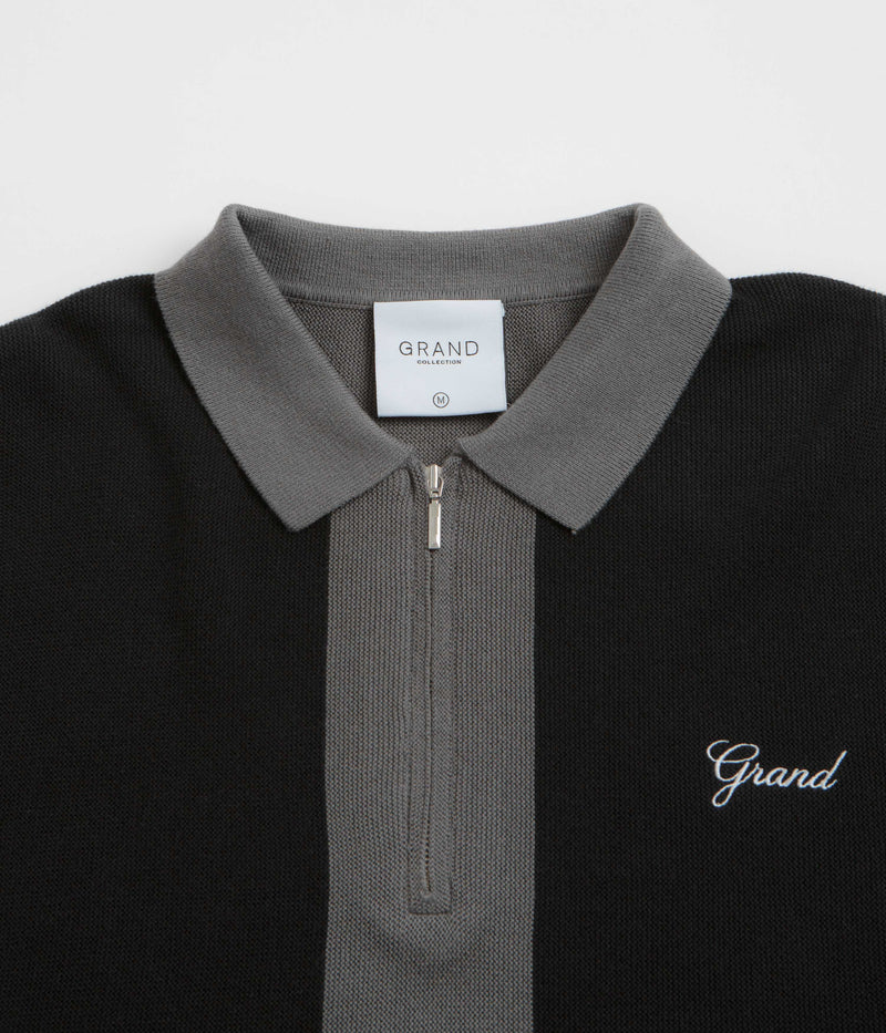 Grand Collection Knit 1/4 Zip Sweatshirt in Grey and Black