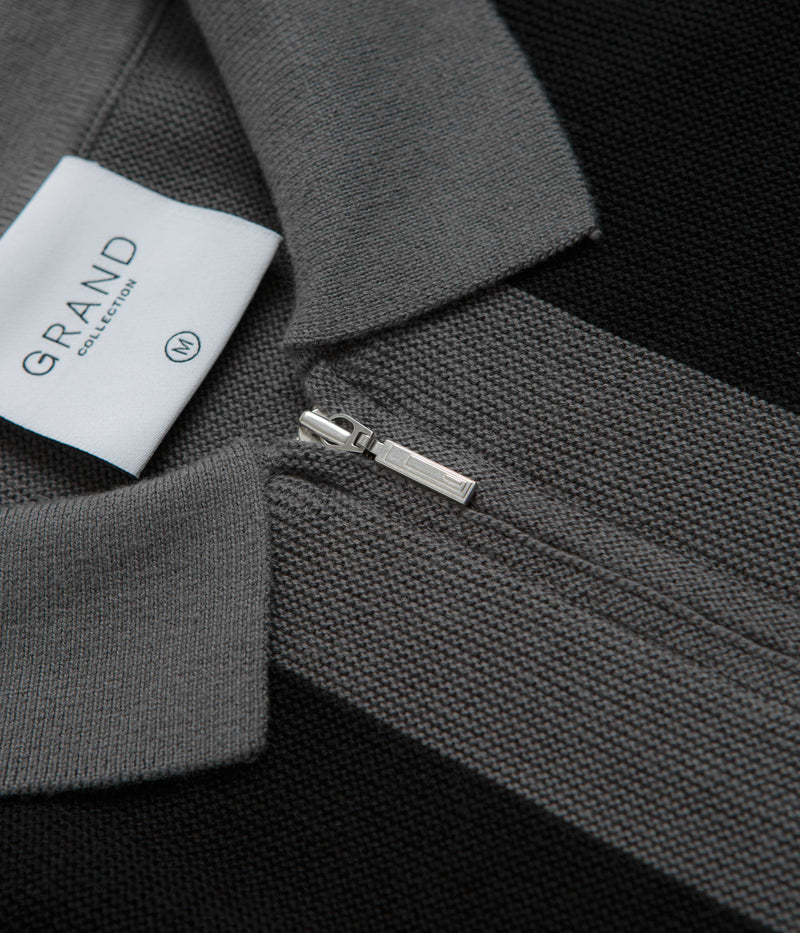 Grand Collection Knit 1/4 Zip Sweatshirt in Grey and Black