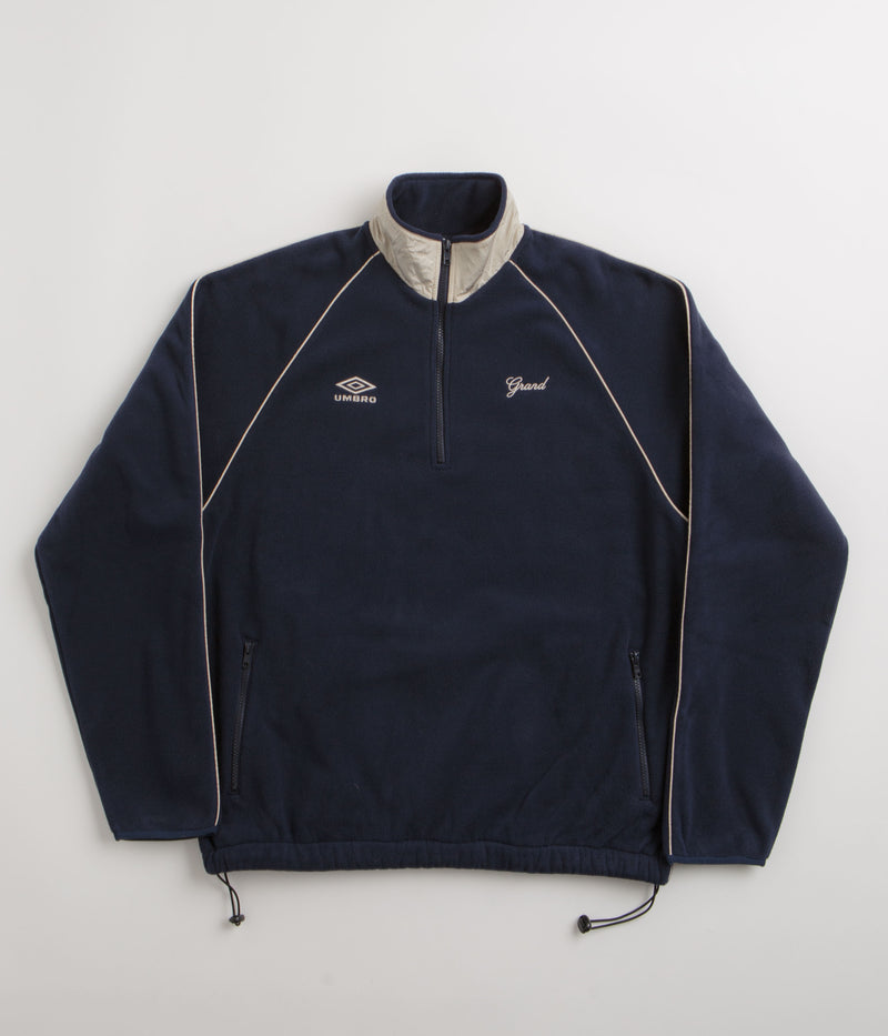 Grand Collection x Umbro 1/4 Zip Micro Fleece in Navy and Cream