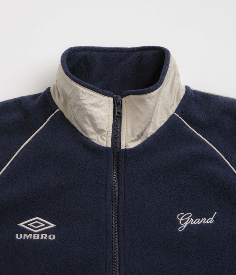 Grand Collection x Umbro 1/4 Zip Micro Fleece in Navy and Cream