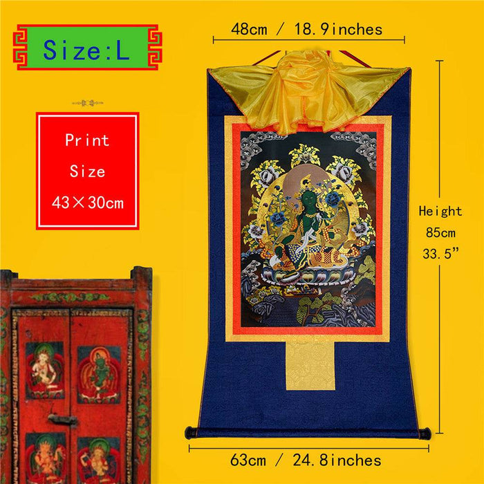 Green Tara - in Black Style - Tibetan thangka painting, view 4