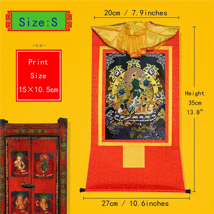 Green Tara - in Black Style - Tibetan thangka painting, view 6