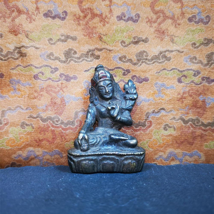Green Tara 2.28" - Tibetan Buddhist statue, front view