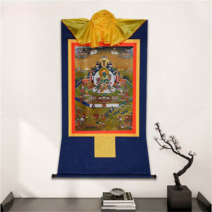 Green Tara in Mandala - Tibetan thangka painting, detailed view