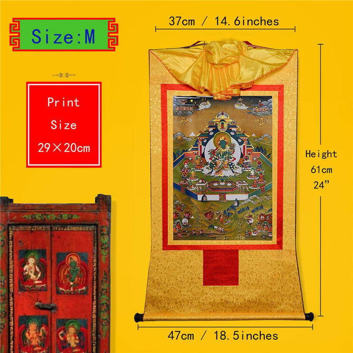 Green Tara in Mandala - Tibetan thangka painting, view 5