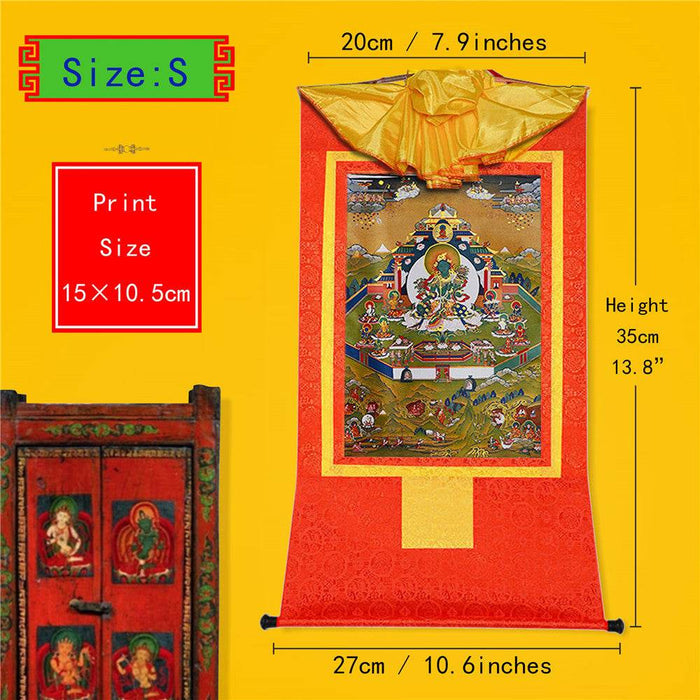 Green Tara in Mandala - Tibetan thangka painting, view 6
