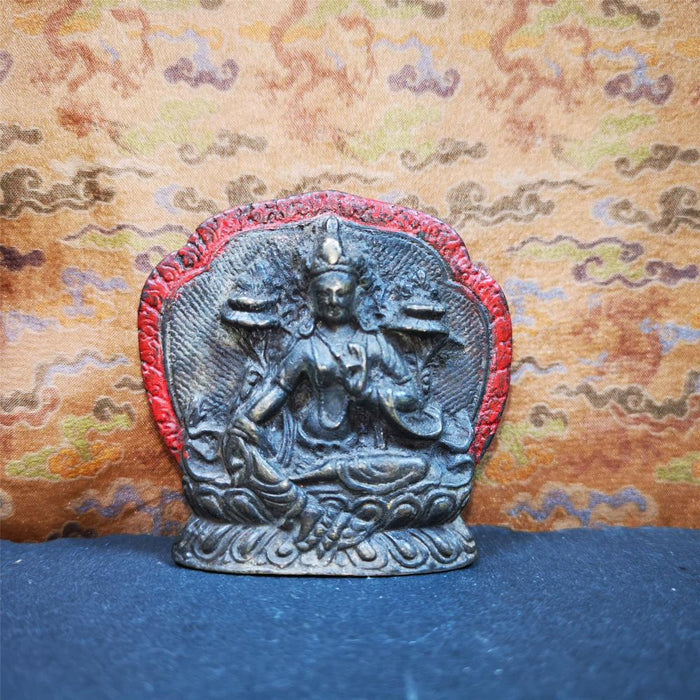Green Tara Statue 2.16" - Tibetan Buddhist statue, front view