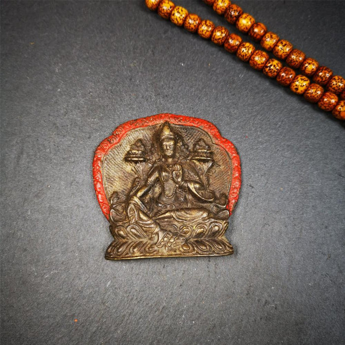 Green Tara Statue 2.16" - Tibetan Buddhist statue, close-up detail