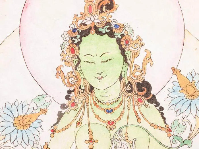 Green Tara Woodblock Thangka Art - Tibetan thangka painting, view 4