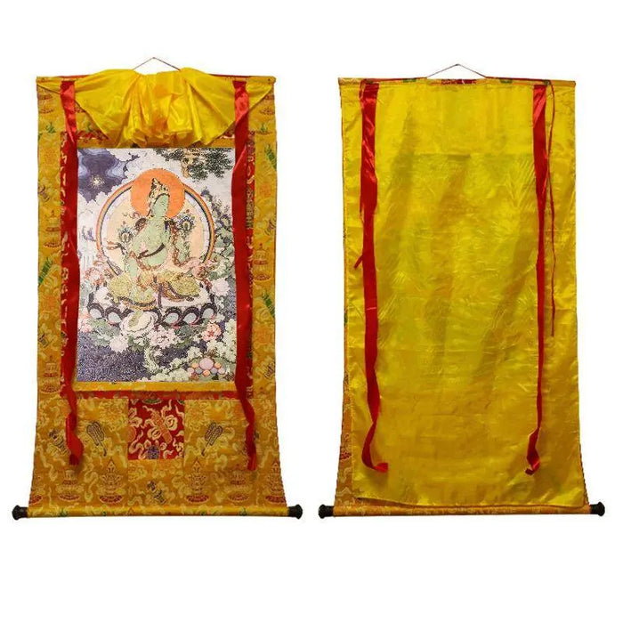 Green Tara Woodblock Thangka Art - Tibetan thangka painting, view 4