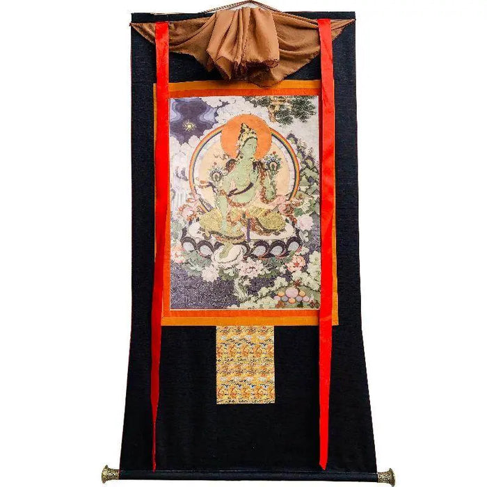 Green Tara Woodblock Thangka Art - Tibetan thangka painting, view 5