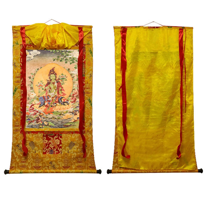 Green Tara Woodblock Thangka Art - Tibetan thangka painting, view 6