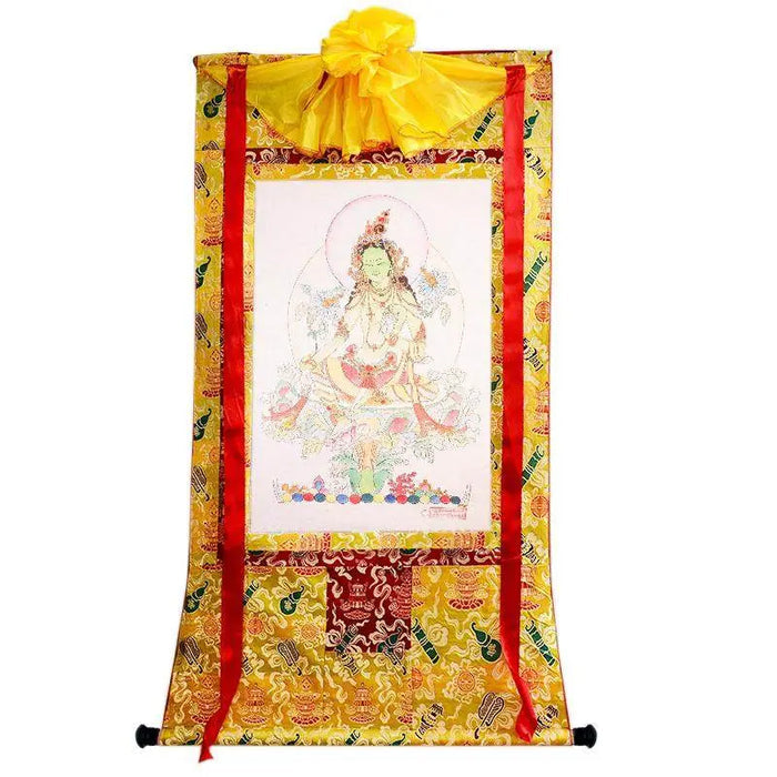 Green Tara Woodblock Thangka Art - Tibetan thangka painting, view 6