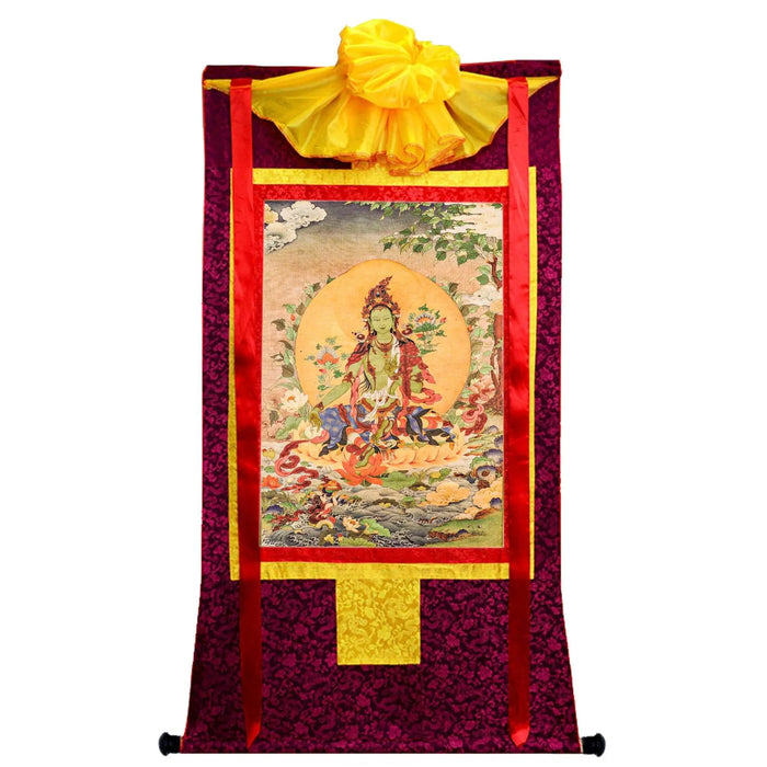 Green Tara Woodblock Thangka Art - Tibetan thangka painting, view 7