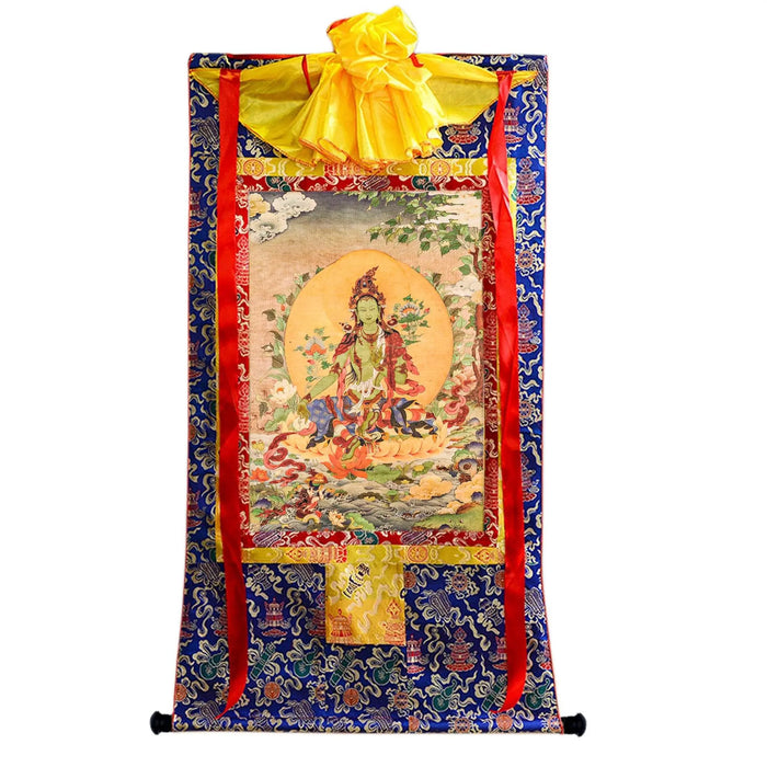 Green Tara Woodblock Thangka Art - Tibetan thangka painting, view 8