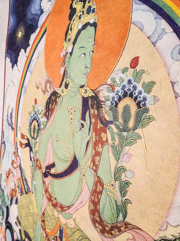 Green Tara Woodblock Thangka Art - Tibetan thangka painting, view 8
