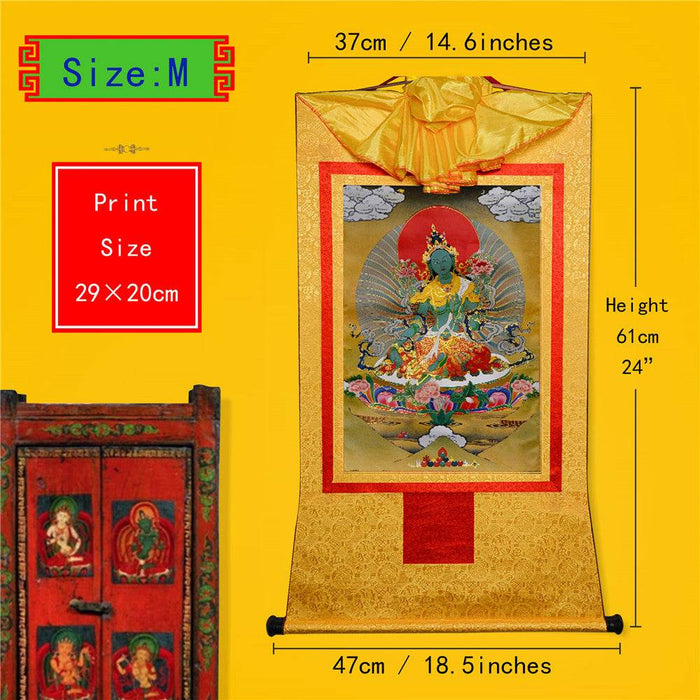 Green Tara - Tibetan thangka painting, view 5