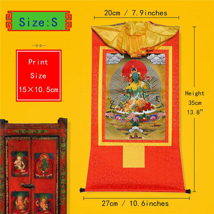 Green Tara - Tibetan thangka painting, view 6