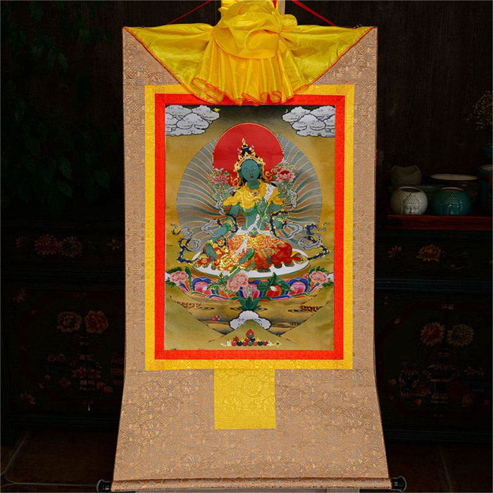 Green Tara - Tibetan thangka painting, view 8