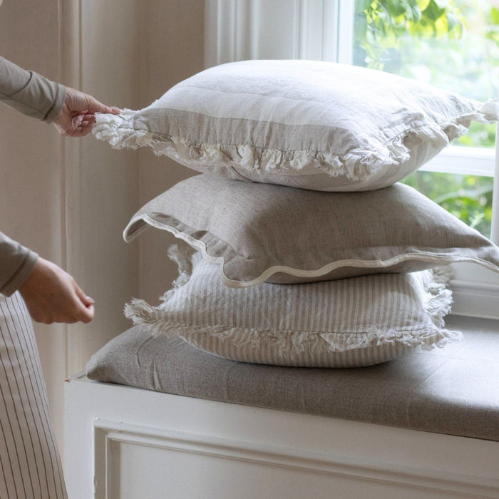Celine Greige Scalloped Edge Cushion