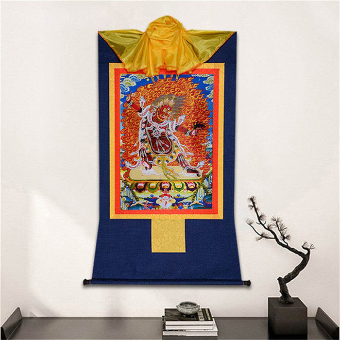 Guru Dragpo-Fierce Emanation of Guru Rinpoche - Tibetan thangka painting, detailed view
