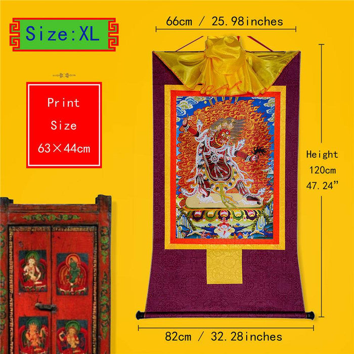 Guru Dragpo-Fierce Emanation of Guru Rinpoche - Tibetan thangka painting, close-up detail