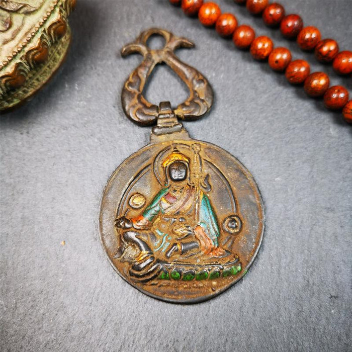 Guru Rinpoche Melong 1.89" - Tibetan Buddhist art, front view